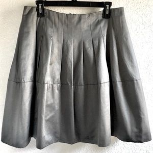 Metallic Pewter A-line Pleated Skirt w/ POCKETS